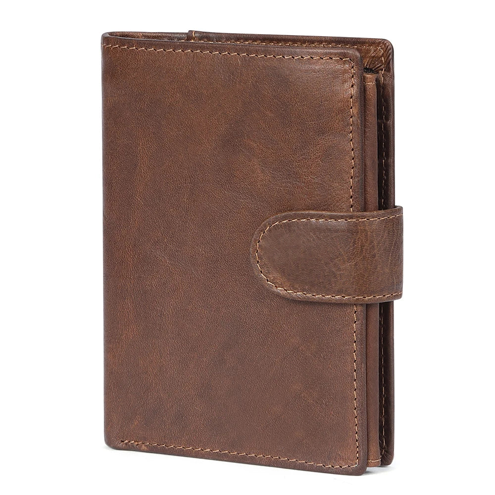 JOGUJOS Crazy Horse Leather Men's Wallet Genuine Leather Men Business Wallet  RFID Men Card Id Holder Coin Purse Travel Wallet