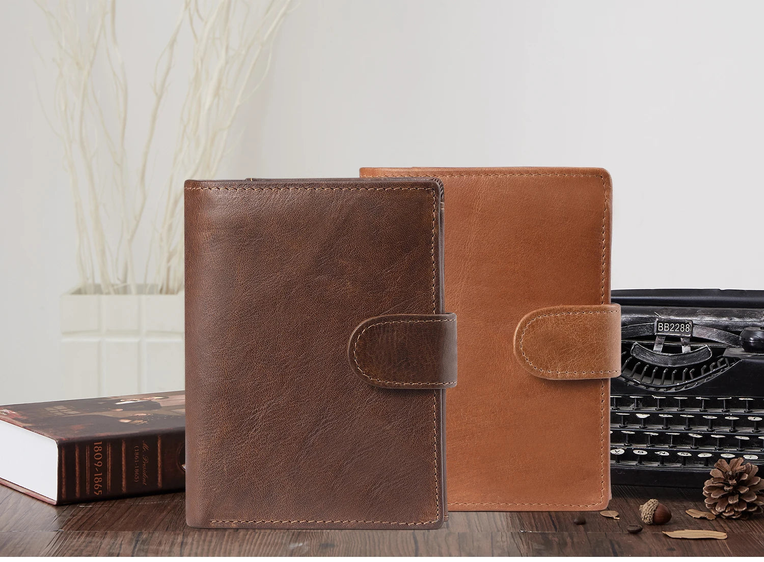 JOGUJOS Crazy Horse Leather Men's Wallet Genuine Leather Men Business Wallet  RFID Men Card Id Holder Coin Purse Travel Wallet