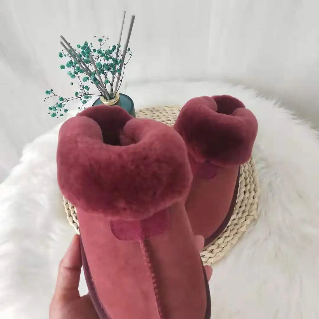 Natural Sheepskin Fur Slippers for Women Winter Warm Indoor Soft Wool Home Slippers Female Comfortable Footwear Top Quality 2025