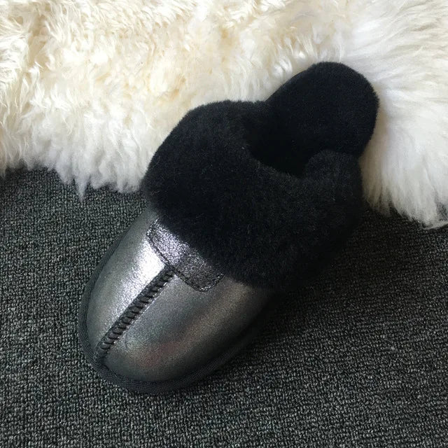 Natural Sheepskin Fur Slippers for Women Winter Warm Indoor Soft Wool Home Slippers Female Comfortable Footwear Top Quality 2025