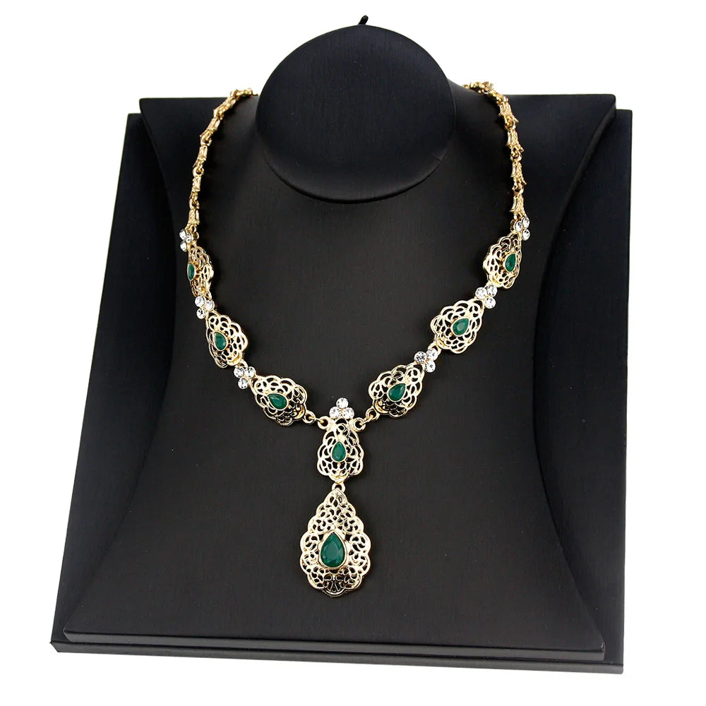 Sunspicems Chic Crystal Pendant Necklace Morocco Wedding Jewelry For Women Algeria Bride Choker Necklace Kaftan Accessories