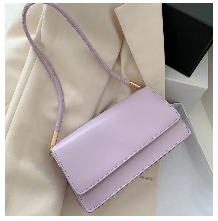 New Women's Fashion Handbags Retro Solid Color PU Leather Shoulder Underarm Bag Casual Women Hobos Handbags сумка женская Trend