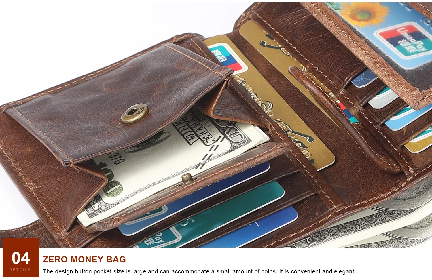 JOGUJOS Crazy Horse Leather Men's Wallet Genuine Leather Men Business Wallet  RFID Men Card Id Holder Coin Purse Travel Wallet