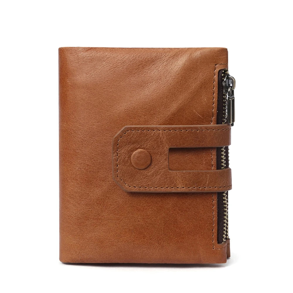 JOGUJOS Crazy Horse Leather Men's Wallet Genuine Leather Men Business Wallet  RFID Men Card Id Holder Coin Purse Travel Wallet