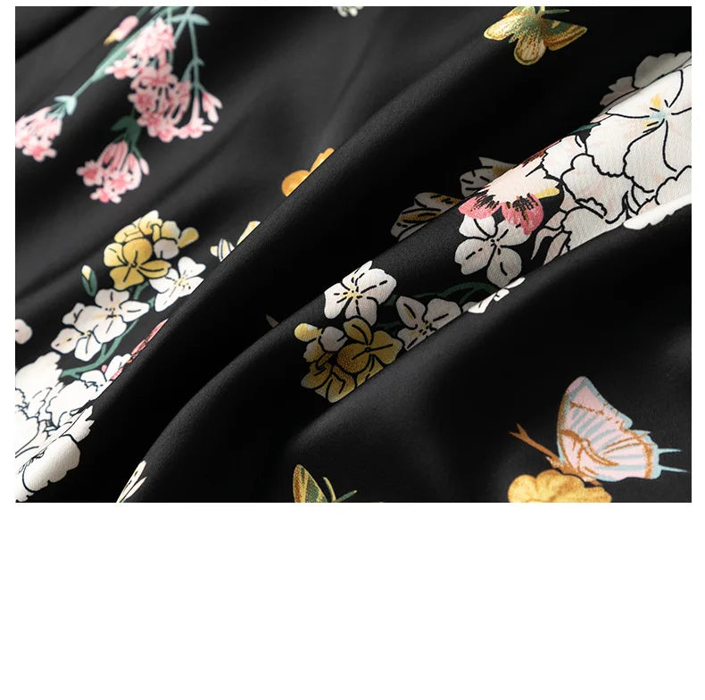 Kimono Robe Gown Print Flower Women Sleepwear Bathrobe Summer Nightgown Casual Silky Nightwear Satin Nightdress Home Clothes