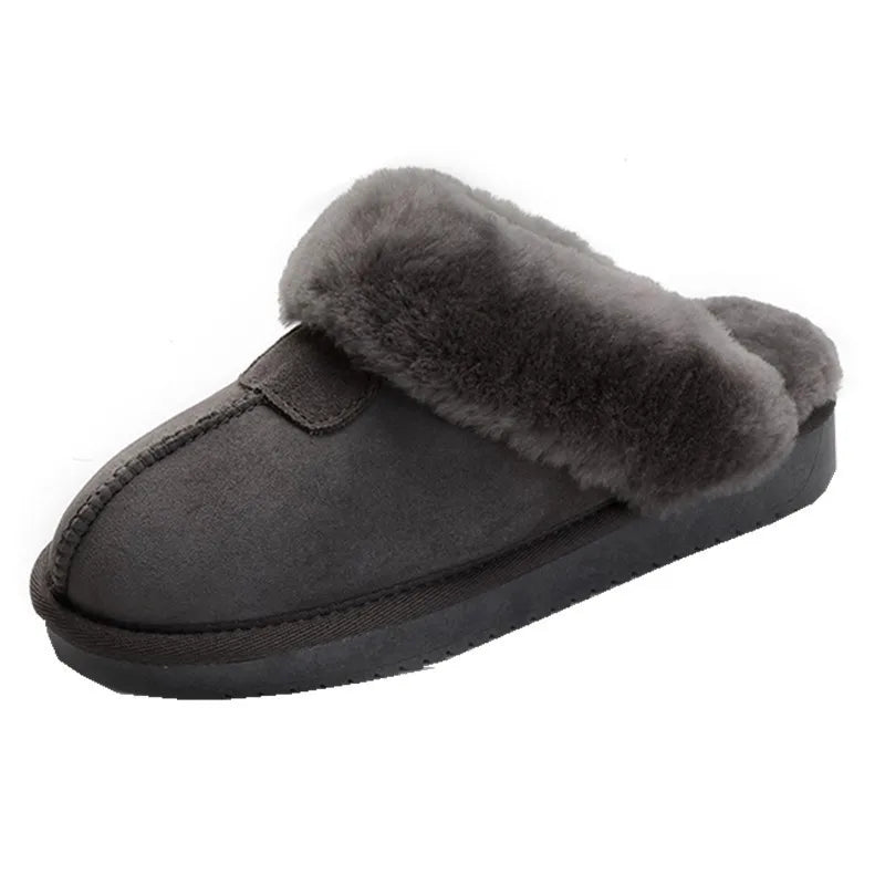 Natural Sheepskin Fur Slippers for Women Winter Warm Indoor Soft Wool Home Slippers Female Comfortable Footwear Top Quality 2025