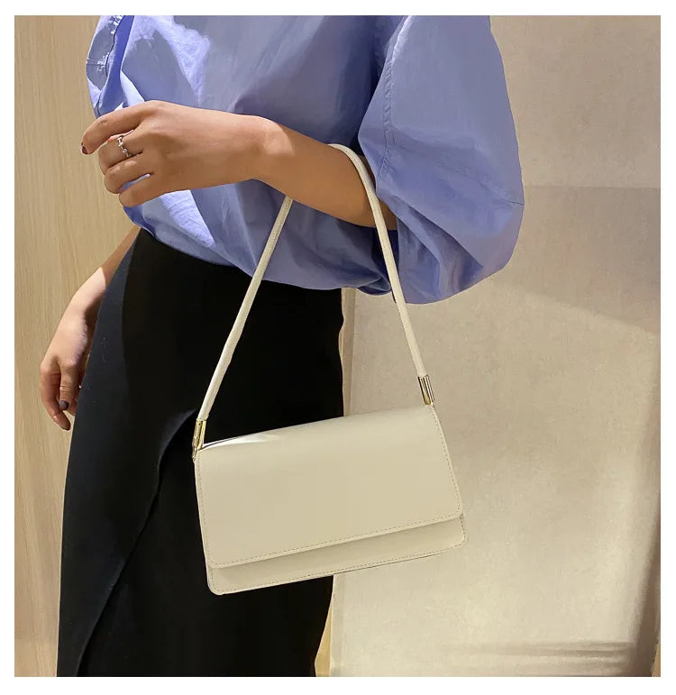 New Women's Fashion Handbags Retro Solid Color PU Leather Shoulder Underarm Bag Casual Women Hobos Handbags сумка женская Trend