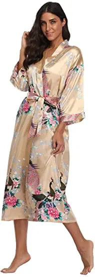 Hot Sale Black Summer Satin Kimono Bathrobe Women Bride Bridesmaid Wedding Robe Dress Gown Sexy Flower Long Sleepwear M-3XL