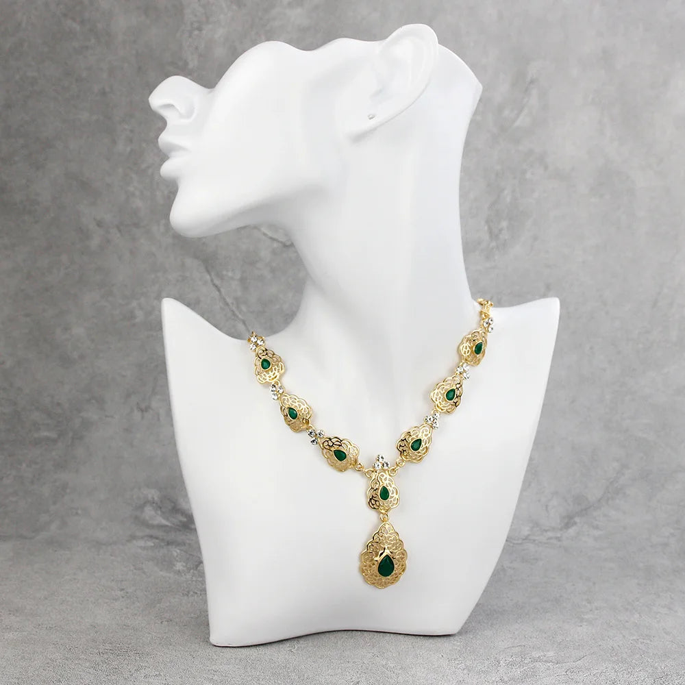 Sunspicems Chic Crystal Pendant Necklace Morocco Wedding Jewelry For Women Algeria Bride Choker Necklace Kaftan Accessories