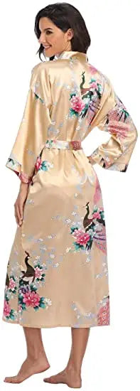 Hot Sale Black Summer Satin Kimono Bathrobe Women Bride Bridesmaid Wedding Robe Dress Gown Sexy Flower Long Sleepwear M-3XL