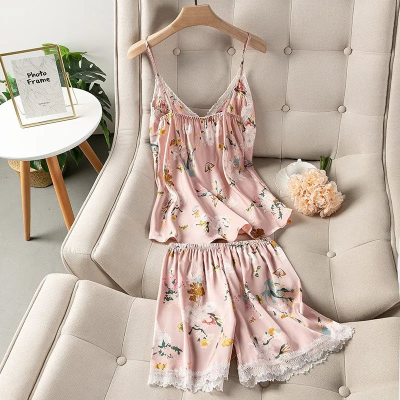 Kimono Robe Gown Print Flower Women Sleepwear Bathrobe Summer Nightgown Casual Silky Nightwear Satin Nightdress Home Clothes