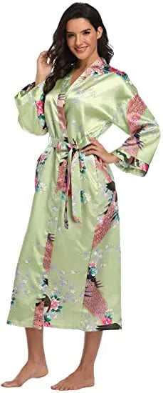 Hot Sale Black Summer Satin Kimono Bathrobe Women Bride Bridesmaid Wedding Robe Dress Gown Sexy Flower Long Sleepwear M-3XL