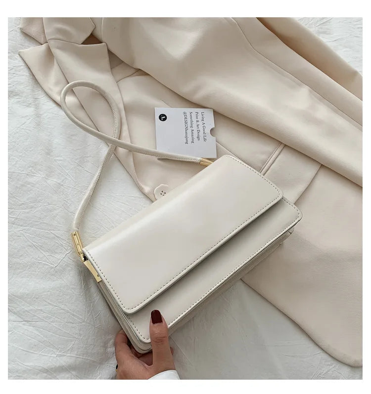 New Women's Fashion Handbags Retro Solid Color PU Leather Shoulder Underarm Bag Casual Women Hobos Handbags сумка женская Trend