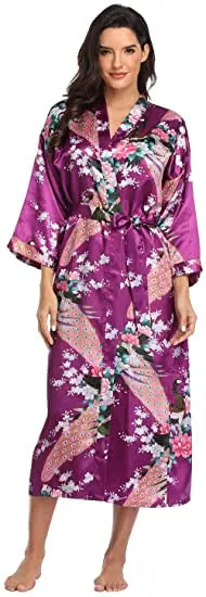 Hot Sale Black Summer Satin Kimono Bathrobe Women Bride Bridesmaid Wedding Robe Dress Gown Sexy Flower Long Sleepwear M-3XL