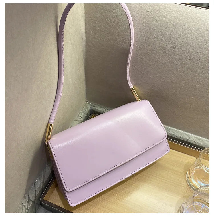 New Women's Fashion Handbags Retro Solid Color PU Leather Shoulder Underarm Bag Casual Women Hobos Handbags сумка женская Trend