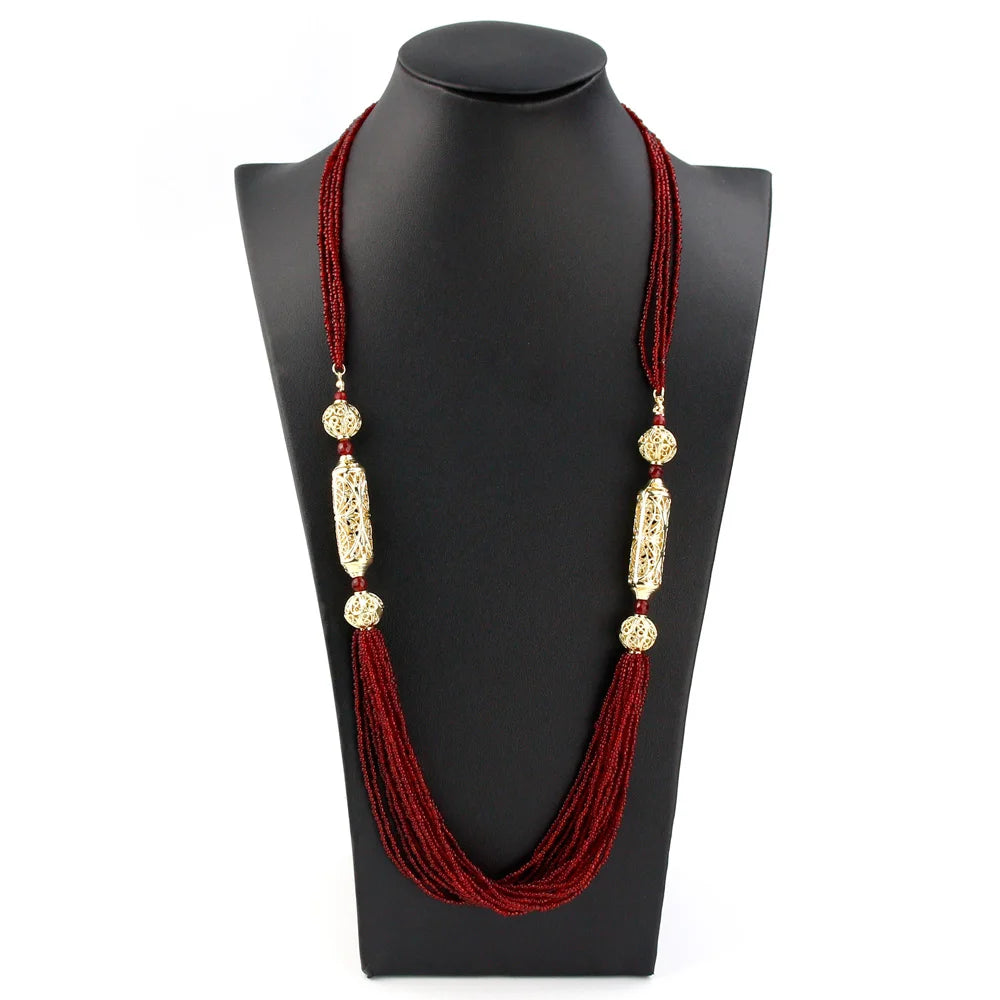 Sunspicems Gold Color Moroccan Beads Necklace Hand Multilayer Chain Algeria Bride Wedding Jewelry Crystal Caftan Choker Necklace