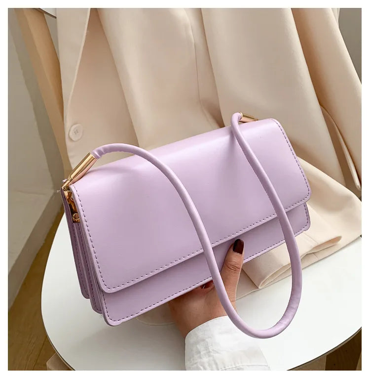 New Women's Fashion Handbags Retro Solid Color PU Leather Shoulder Underarm Bag Casual Women Hobos Handbags сумка женская Trend