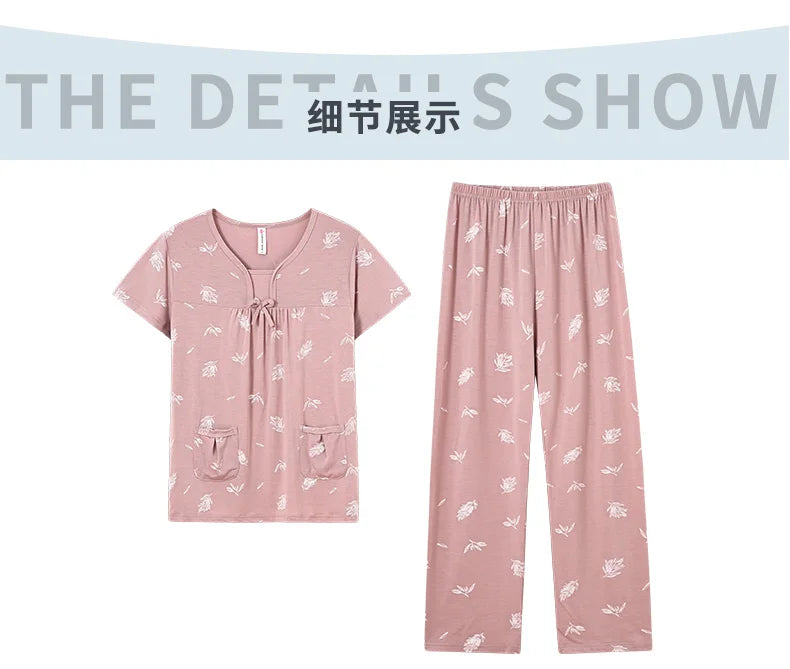 Fashion Summer Small Floral Pyjamas Women Nightgown Big Yards 4XL Sleepshirts Short-Sleeve Nightie Pajama Modal Cotton Sleepwear