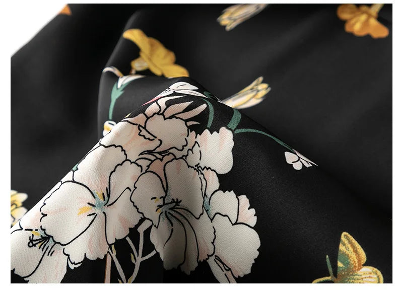Kimono Robe Gown Print Flower Women Sleepwear Bathrobe Summer Nightgown Casual Silky Nightwear Satin Nightdress Home Clothes