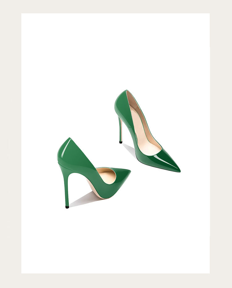 Sizes 48 Classic Style Women Patent Pointed Toe Slip On 12cm High Heel Shoes Elegant Ladies Plain Stiletto Pumps Black Red White