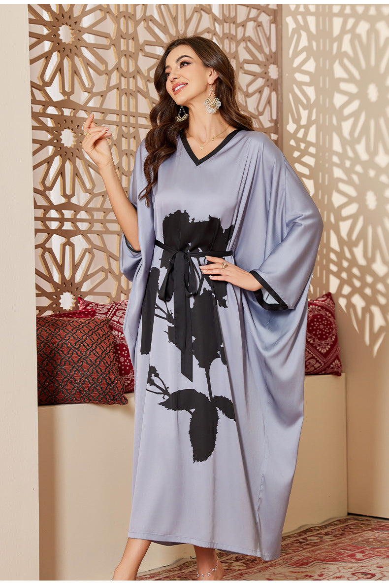 Oversize Long Nightgown Home Dress Sleepwear Female Nightdress Lounge Wear Casual Bat Sleeve Bikini Robe Dress Ice Silk Homewear