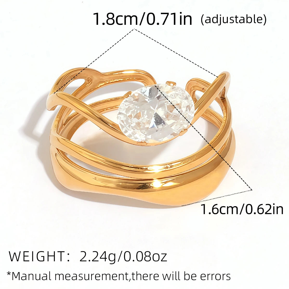 Statement Stainless Steel Delicate Shiny Cubic Zirconia Ring For Women High Quality 18K Gold PVD Plated Finger Jewelry Gift