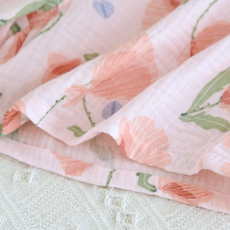 2026 New Summer Women's Pajama Set 100% Cotton Suspenders+Shorts with Chest Pads Two Piece Set of Ladies Flower Home Furnishings