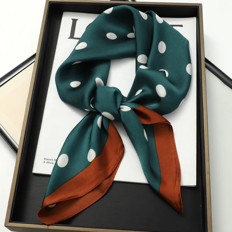 Luxury Women Silk Square Scarf Shawl Fashion Xiaoxiangfeng Print Design Satin Hijab Wraps Neckerchief Female Hair Bands 70*70CM