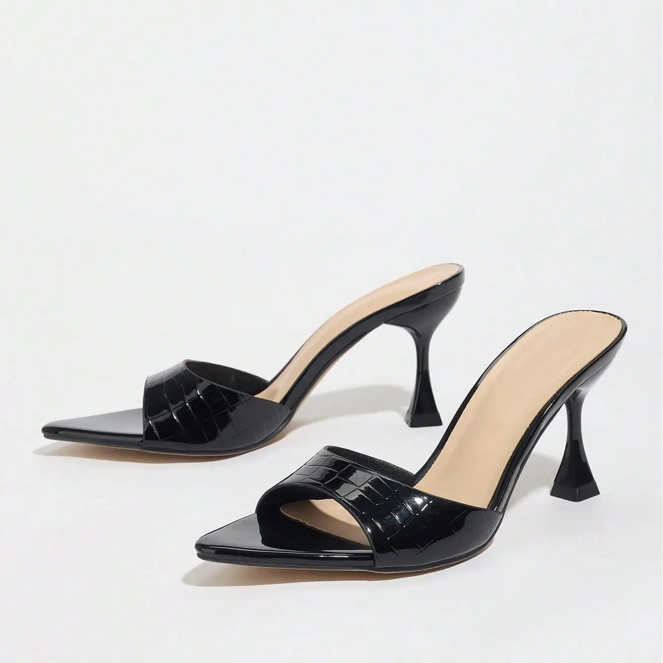 New Ladies Pointed Toe Mirror Surface Sandals High Heels Coffee Brown Strap Thin High Heel slippers Women 2026