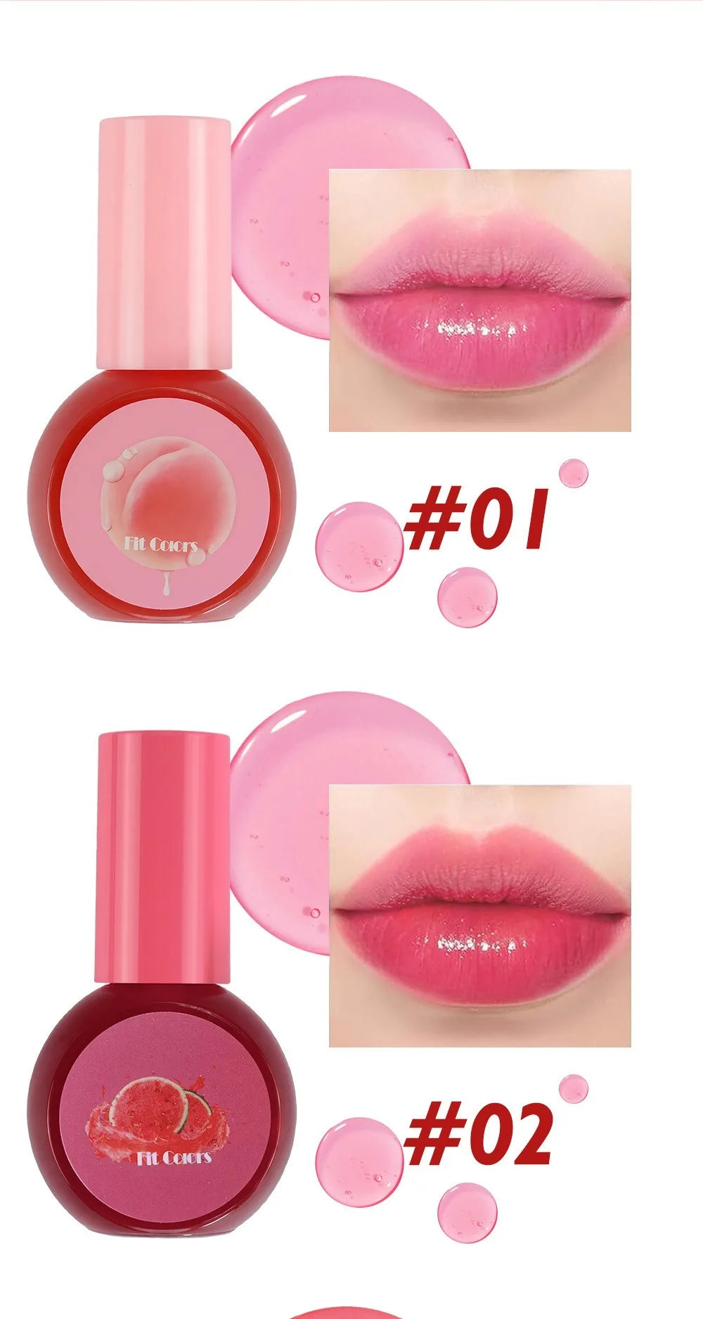 Fruit Juice Water Lip Gloss Liquid Long Lasting Blush Tint Makeup for Cheek Blusher Eyeshadow Matte Rouge 3-in-1 Dyed Cosmetics