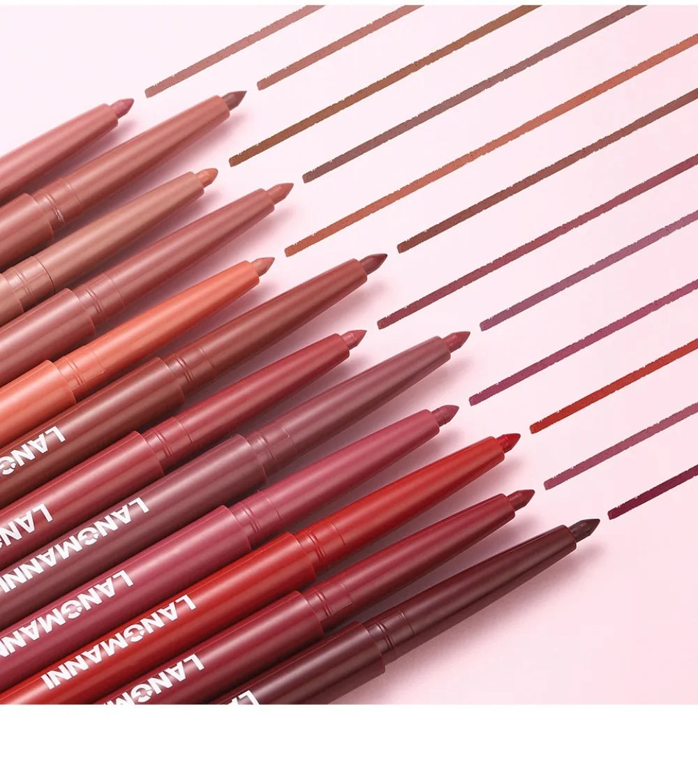 New Rotary Lip Liner 12 Colors Lipstick Pencil Waterproof Long-lasting Matte Lipsticks Non-stick Cup Nude Lips Contour Makeup