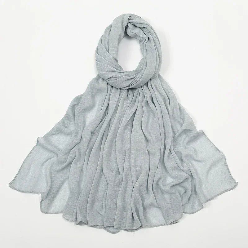 New Crinkle Rayon Hijab Muslim Scarf Women Solid Shawl Big Size Headscarf Islamic Turban Plain Foulard Headband Wrap