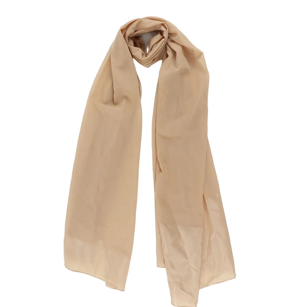 70x180cm Lightweight Chiffon Scarf with Border - Breathable Long Shawl, Women's Wrap, Dust & Sun Protection