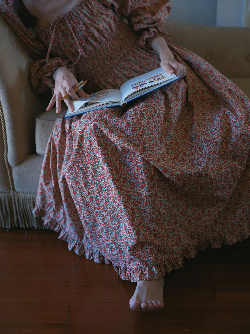 100% Pure Cotton Nightgown Women 2026 New Arrival Spring Summer Vintage Retro Floral Printing Lengthened Nightdress Loungewear