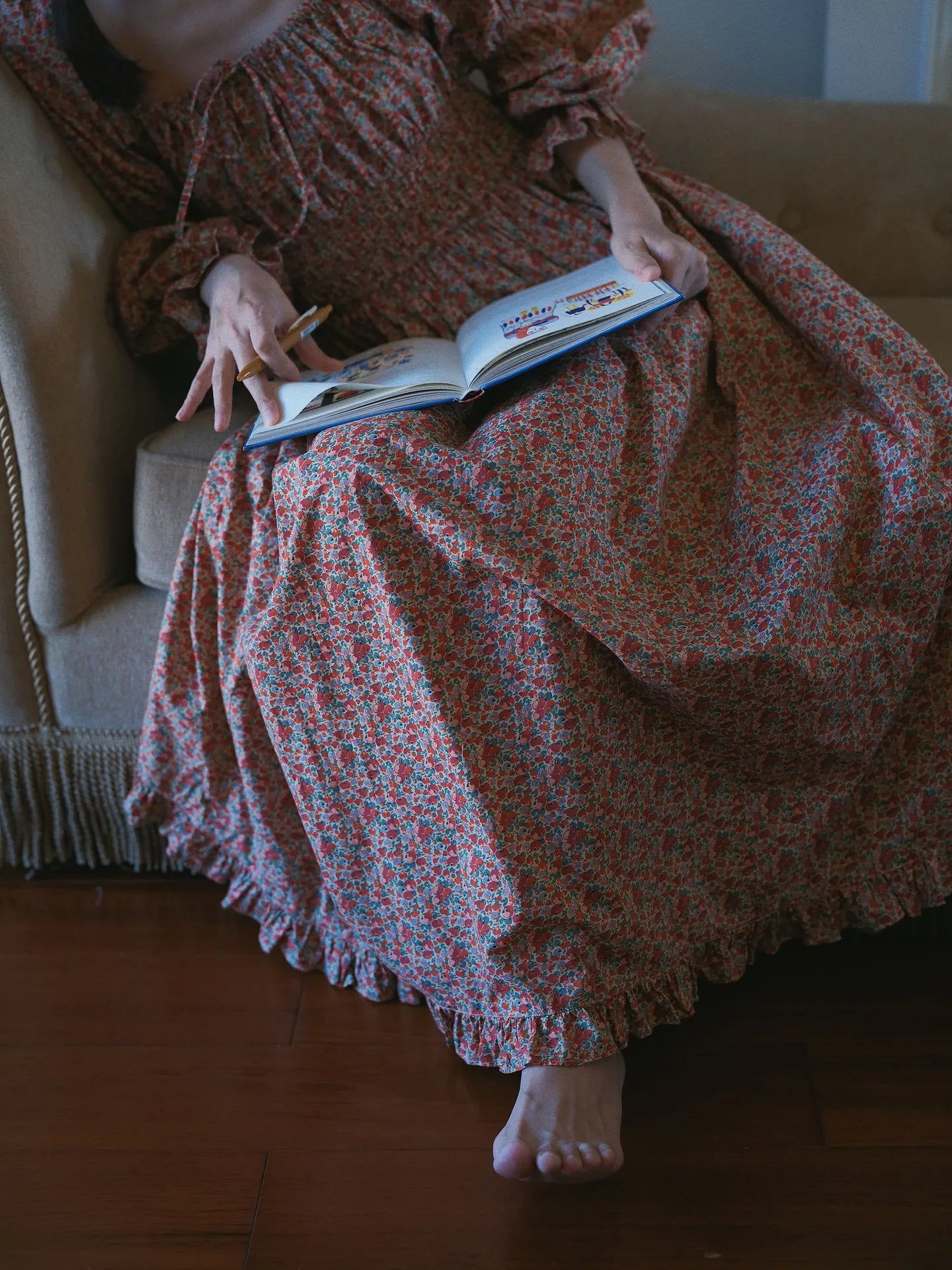 100% Pure Cotton Nightgown Women 2026 New Arrival Spring Summer Vintage Retro Floral Printing Lengthened Nightdress Loungewear