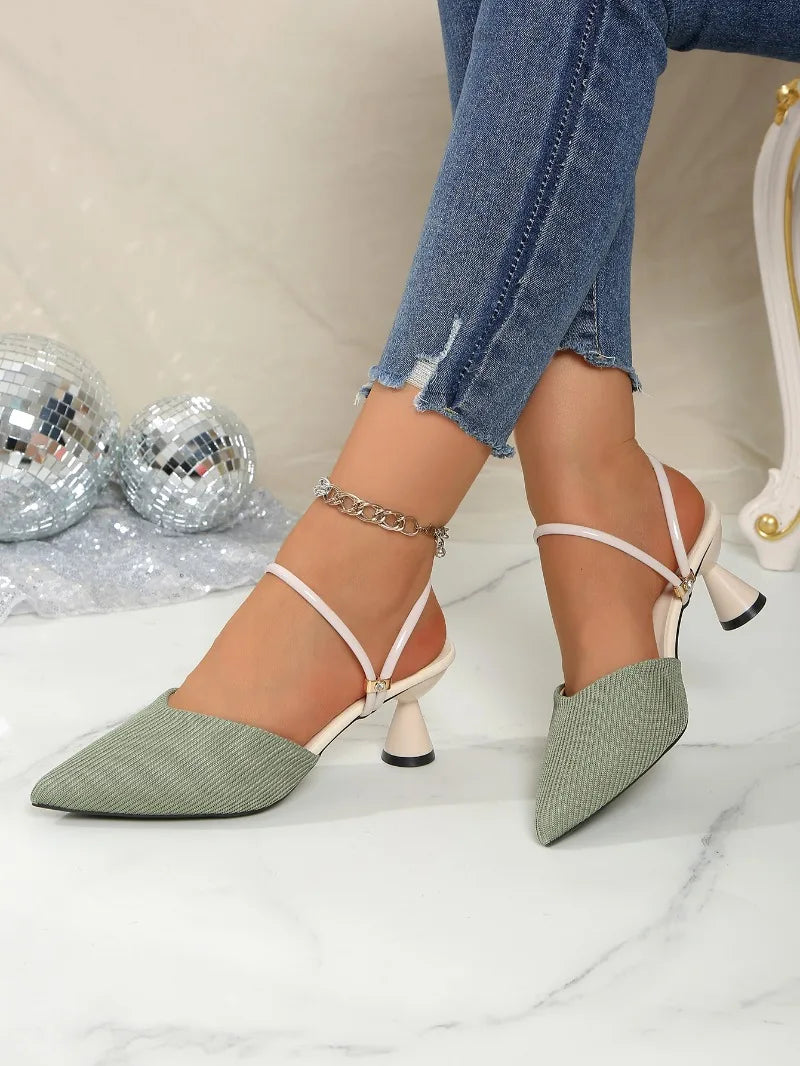 2025 Plus Size Women's Shoes Closed Toe Women's Slippers Elegant Dress Slippers Women Pointed Toe High Heels Modern Sandals