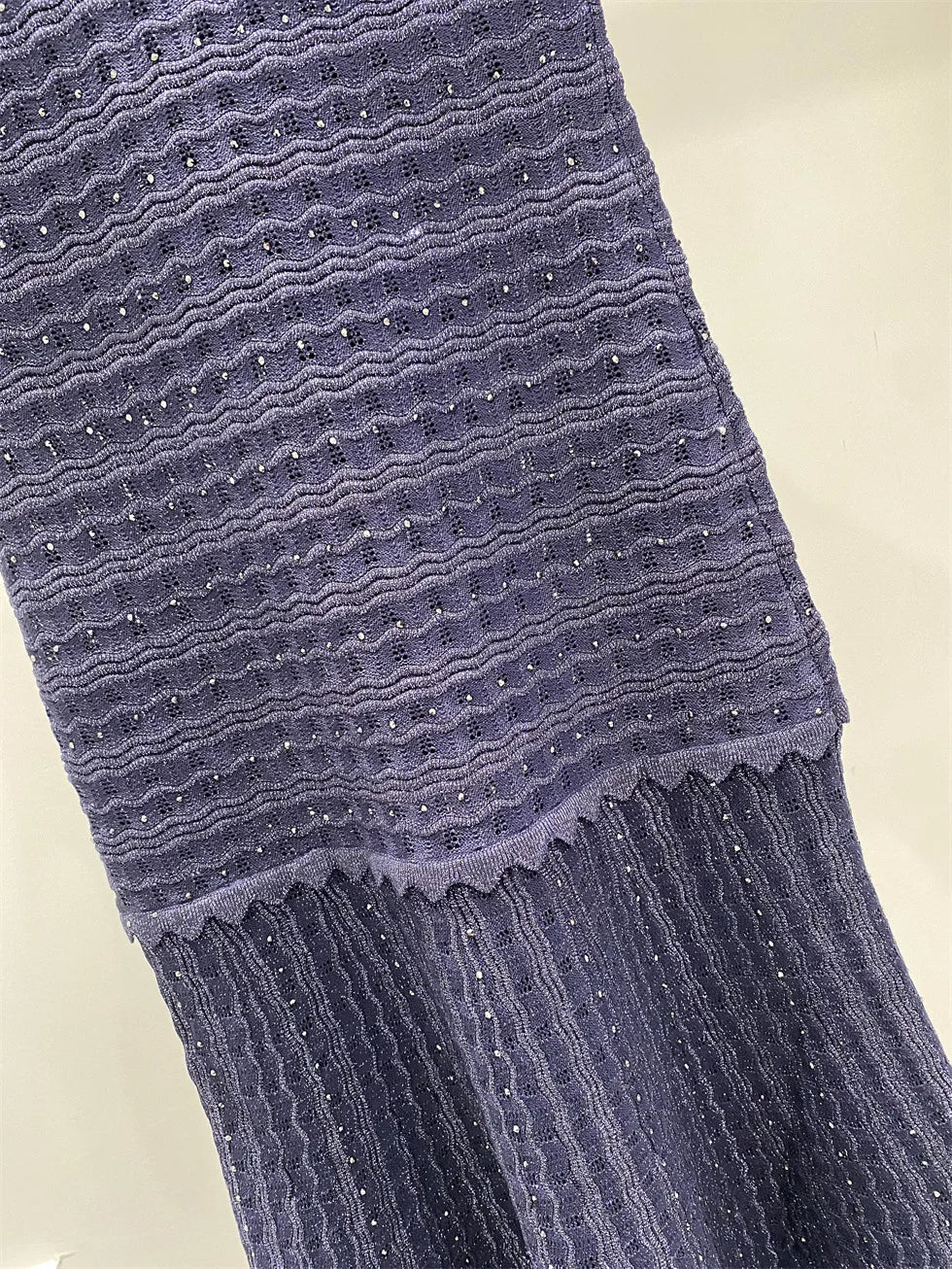 New summer single-breasted round neck knit crochet short-sleeved dress, high-quality and fashionable over-the-knee long skirt