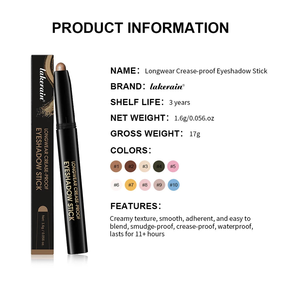 12 Colors Eyeshadow Pencil Stick Shimmer And Matte Waterproof Metallic Glitter Eye Shadow Highlighter Pencil Eyeshadow Cosmetics