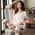 Pajamas Sets Women Floral Cotton Fashion Lace Women Long Sleeve Sleepwear Suit 2 piece Sexy Autumn Home Lounge Gift XXXXL