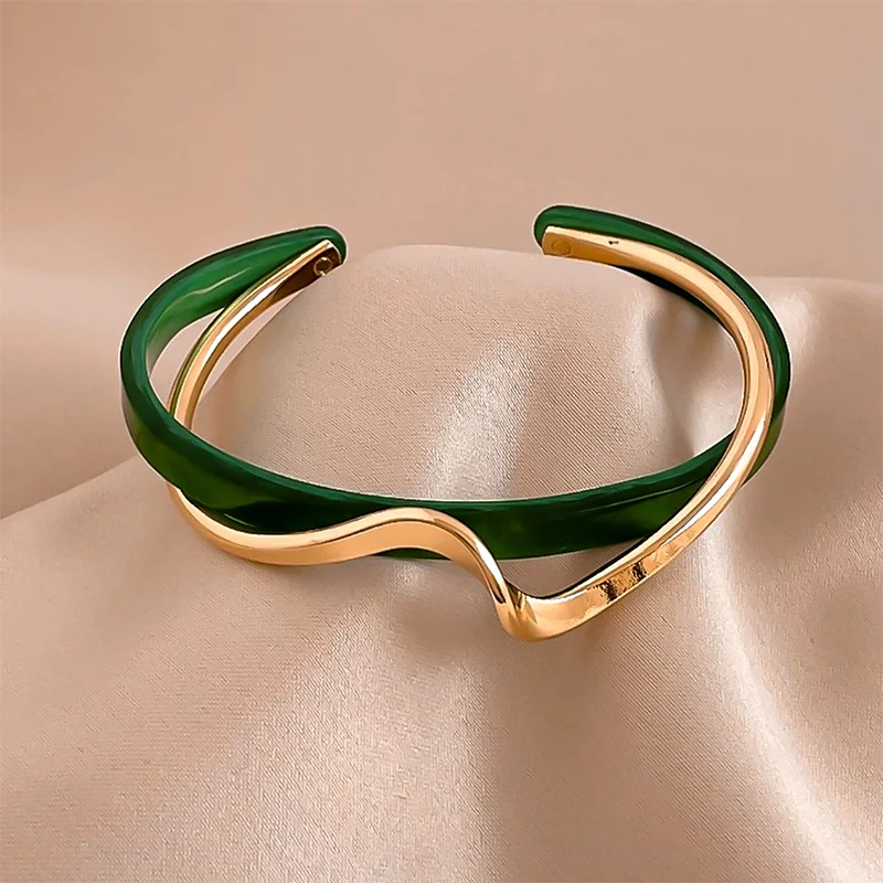 White Acrylic Bracelets Board Bend Metal Bangles Womens Hand Bracelets Geometric C- shaped Opening Bracelets Jewelry Gifts
