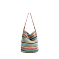 In Stock Colored Striped Tote Bag Leather Top Handle Daily Mobile Phone Wallet Korean Luxury Design Tote Bag Handbag