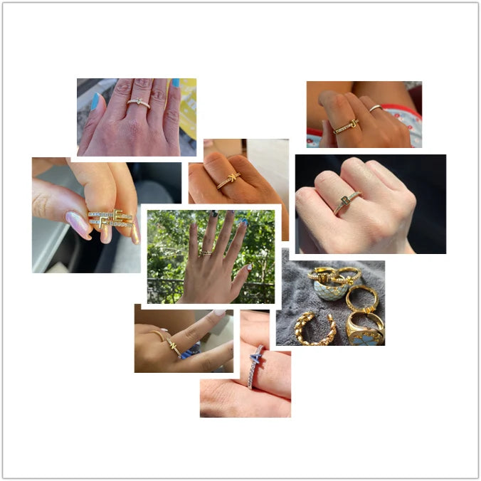 HECHENG,Fashion Initials Letter Ring Women Classic Simple Opening Finger Ring For Women Party Jewelry Gift Wholesale