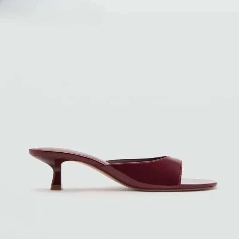 2026 New Summer Square Open Toe Women Slippers Concise Slip On Thick Heel Dress Shoes Outdoor Daily Wear Slides Shoes