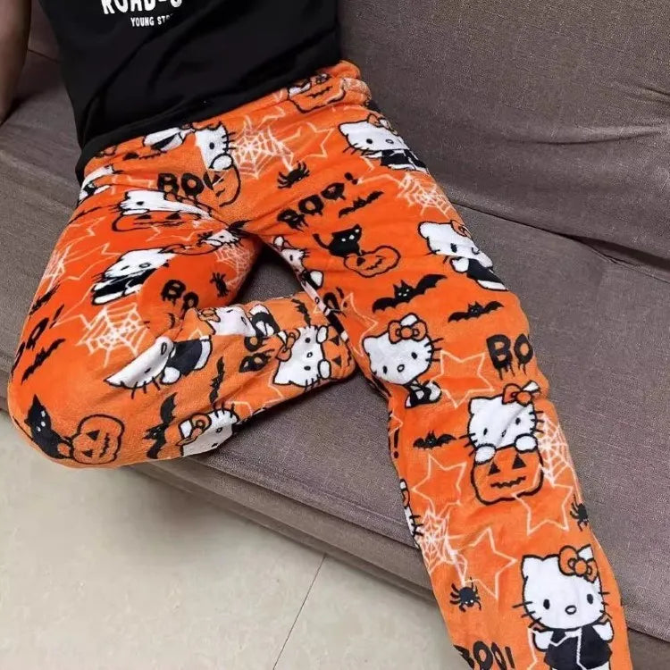Christmas Hello Kitty Pajama Pants Anime Loose Pants Cartoon Couple Loungewear Women Leisure Home Trousers