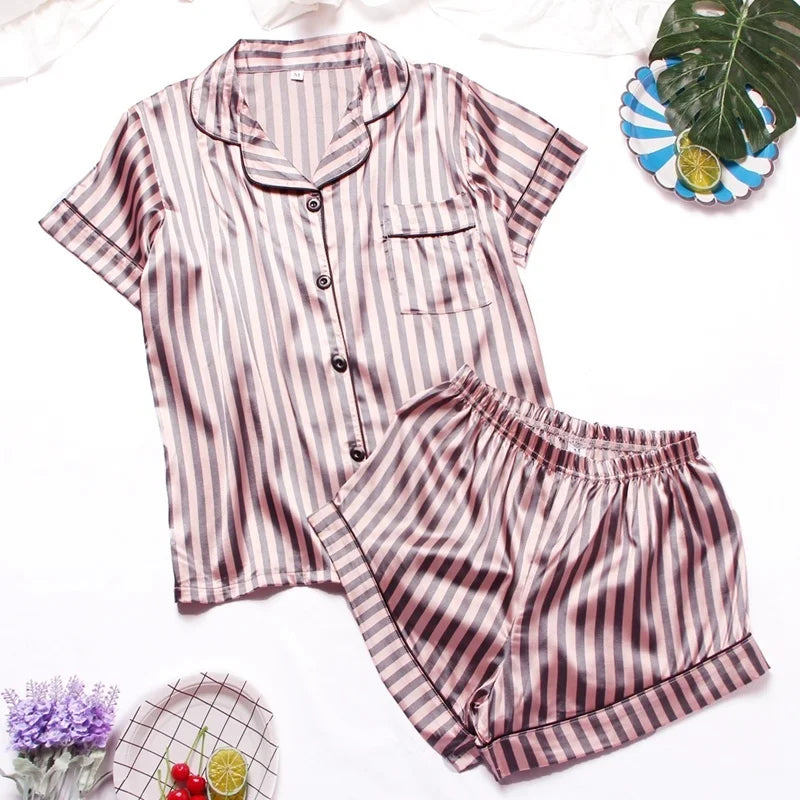 Spring Autumn pajama women Silk Satin pajamas set Long sleeve Shirt with Trouser Sleepwear Loungewear Female Pyjamas Suits Mujer