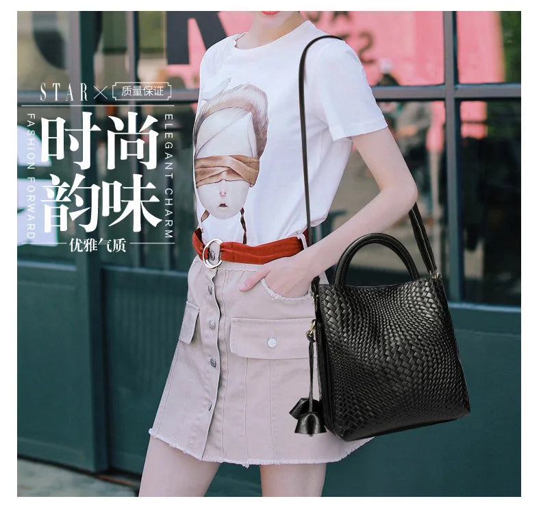 Luxury Top Layer Leather Handbags Minimalism Soft Calfskin Casual Tote Bag Fashion Women ladies handbag