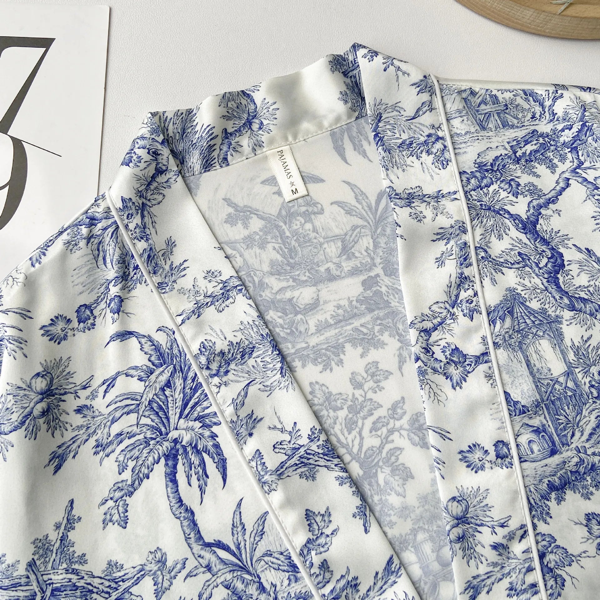 Women Sleepwear 3PCS Pajamas Set Lingerie Print Flower Bath Robe Gown Nightwear Summer Loose Satin Lounge Wear Home Clothes