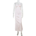 Sexy Suspender Long Nightgown Female Chemise Sleepwear Home Dress Elegant French Style Nightdress Lingerie Ice Silk Lounge Wear