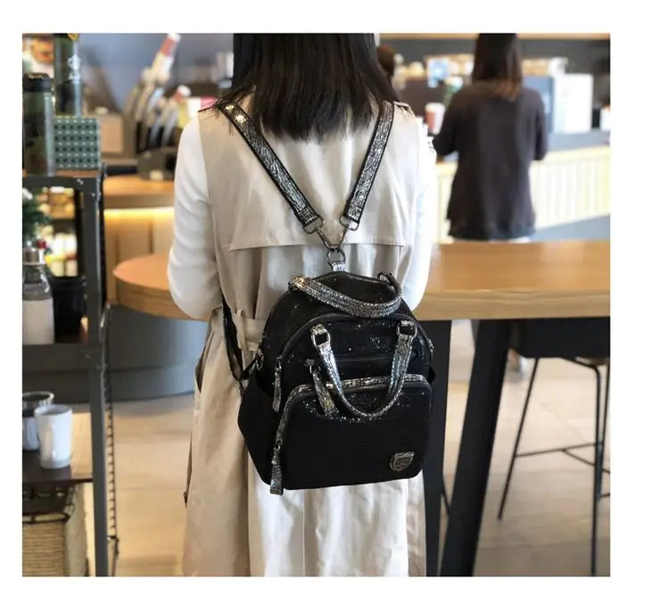 2025 Korean version new backpack women handbag sequin fashion travel backpack multifunctional large capacity dual-use bag trendy
