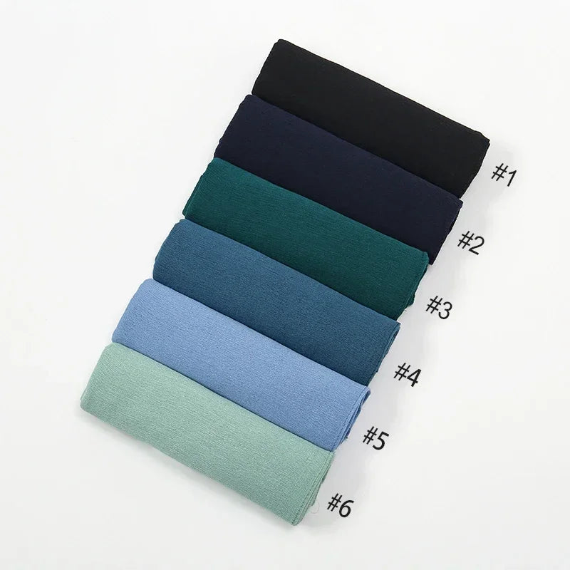 New Crinkle Rayon Hijab Muslim Scarf Women Solid Shawl Big Size Headscarf Islamic Turban Plain Foulard Headband Wrap